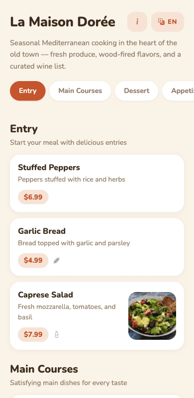 Menutiq menu theme B